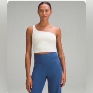 Lululemon Ribbed Nulu Asymmetrical Yoga Tank Top in Bone